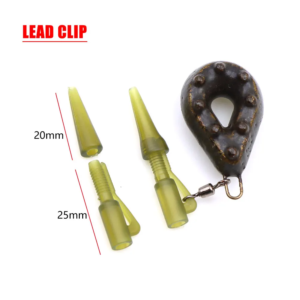 Juego de 10 accesorios de pesca de carpa, Kit de aparejos de aparejo de pelo de helicóptero, funda antienredos, Clip de plomo giratorio de pesca QC para herramienta de pesca - imagen 3