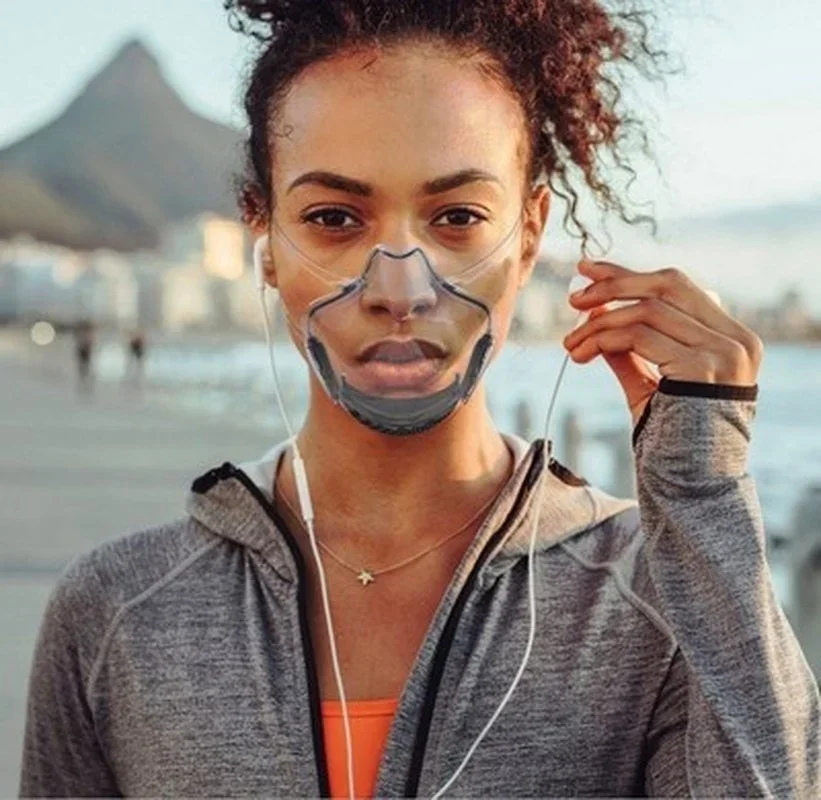 Máscara protectora transparente para la boca, máscara duradera para adultos, protección facial combinada de plástico reutilizable, antiniebla, máscara a prueba de polvo - imagen 4