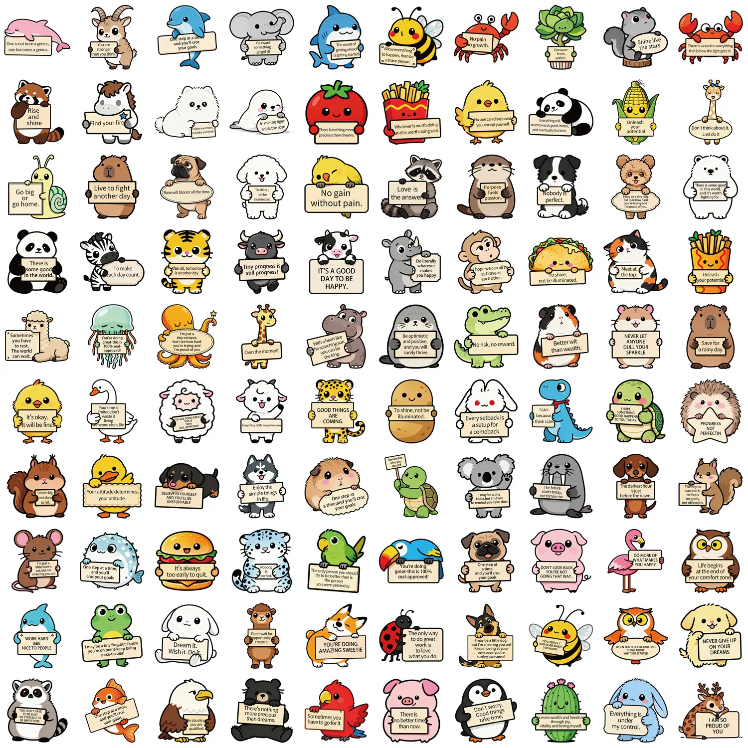 50/100 Uds. Soporte emocional de animales pegatinas divertidas MEME DIY teléfono guitarra portátil maleta taza pegatinas impermeables - imagen 4