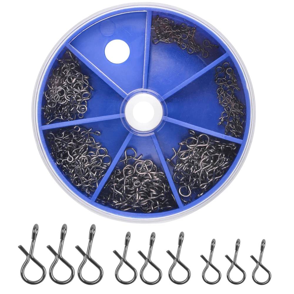 Juego de broches de pesca con mosca de cambio rápido para agua salada, conector de señuelo de gancho de acero inoxidable, conexión de Clip, trucha, Sunfish, 300 unids/lote por caja