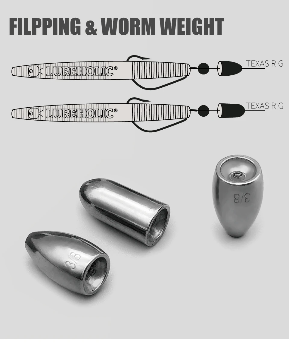 Mejore su experiencia de pesca con los pesos de la plataforma de Texas de LureReholic para una presentación óptima de cebo