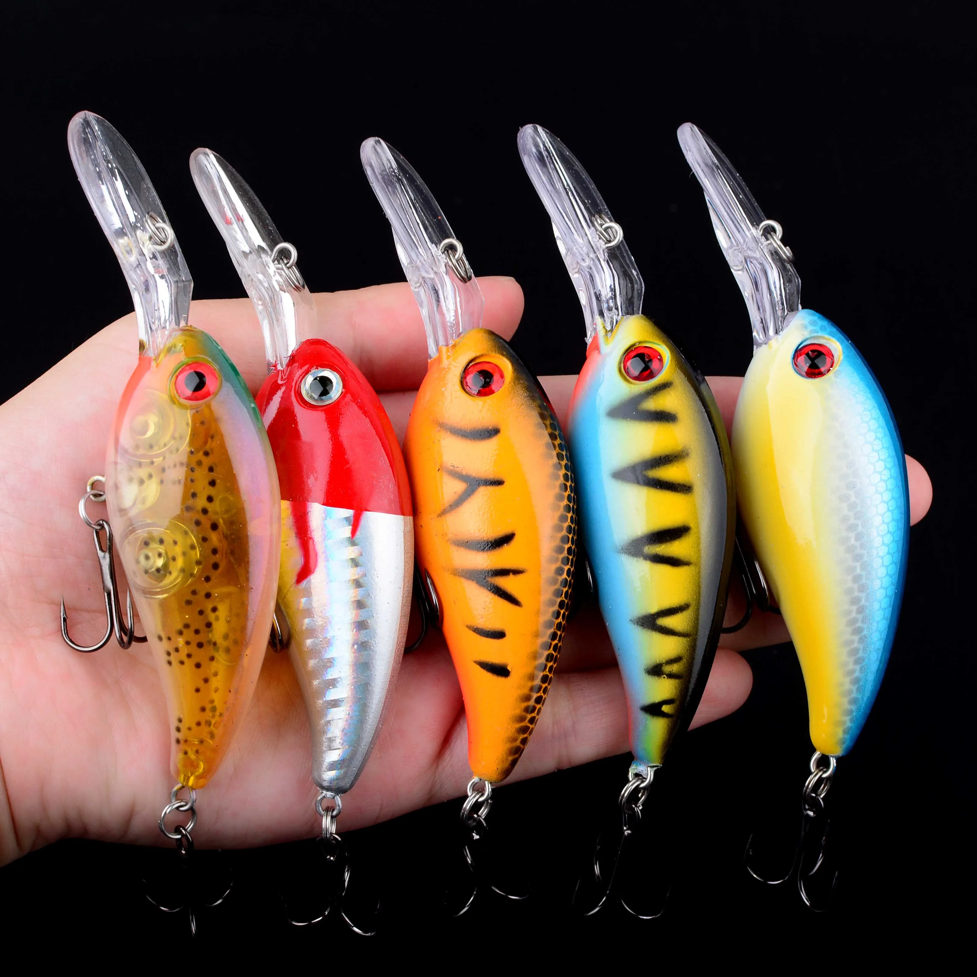 Señuelo de pesca con manivela, cebos duros artificiales, Jerkbait, Wobbler, aparejos de pesca, buenos anzuelos triples, 1 ud. - imagen 4