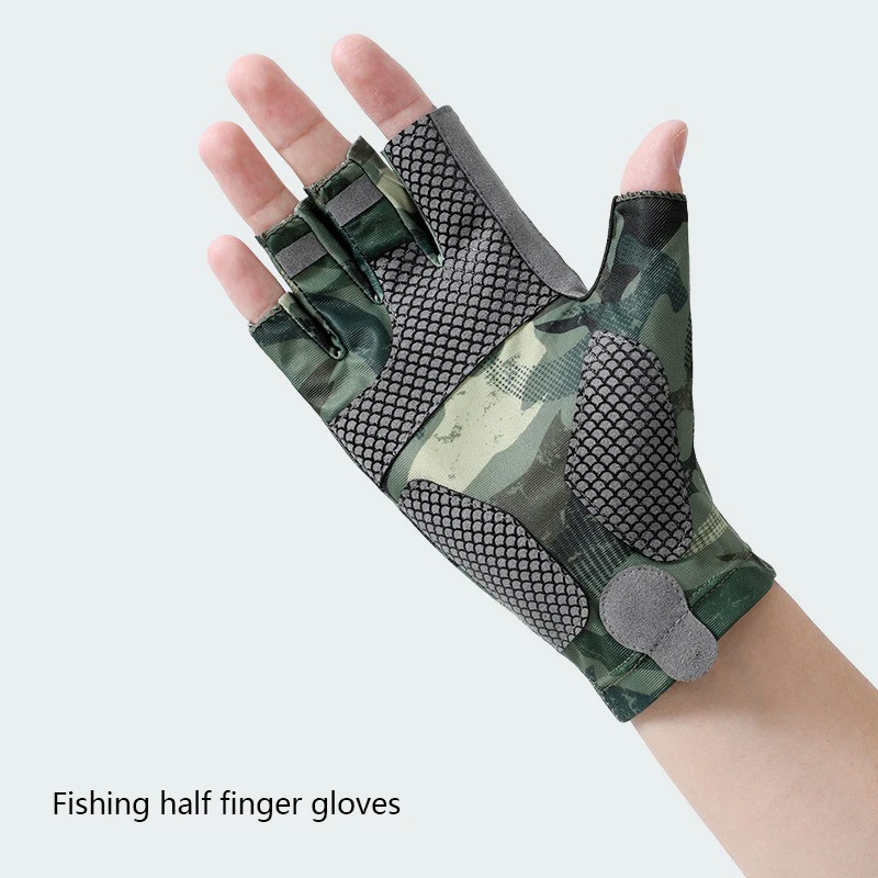 Guantes de pesca antideslizantes de medio dedo, protección solar transpirable, pesca al aire libre, Verano - imagen 5