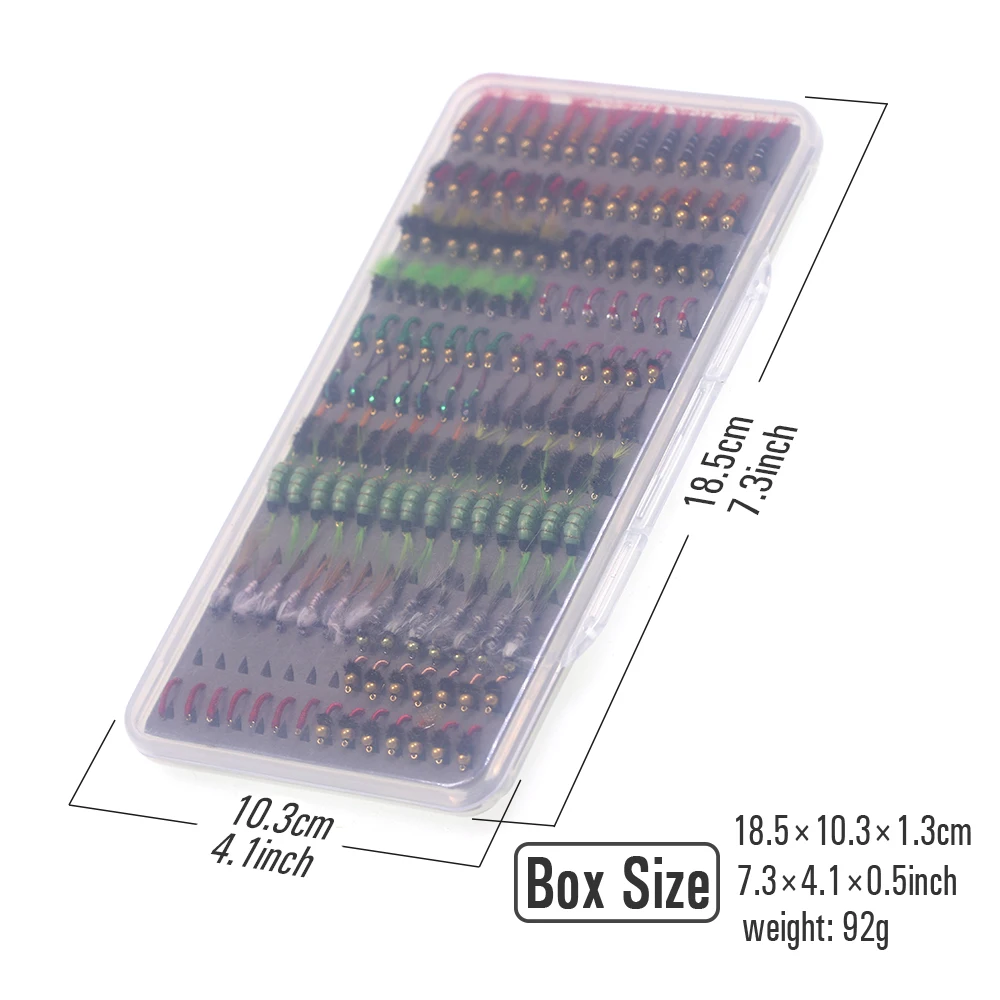 Wifreo-caja de señuelos de pesca con mosca, juego de señuelos de Ninfa, cabeza de cuentas, ninfa, Mija, larvas, trucha, pez Araña, 147 piezas - imagen 4