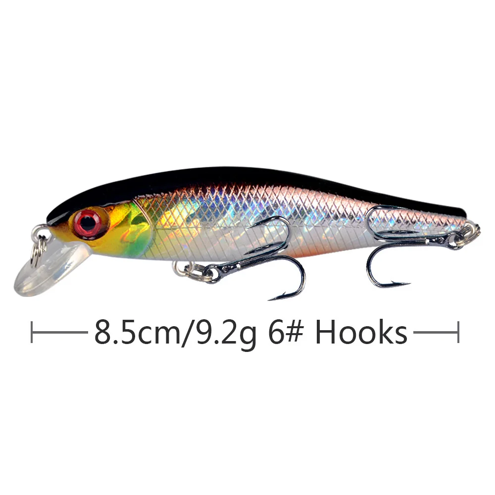 1 Uds. Señuelo de Pesca de pececillo láser Artificial realista 8,5 cm 9,2g cebo duro de plástico flotante Wobbler Crankbait Swimbait aparejos de Pesca - imagen 5
