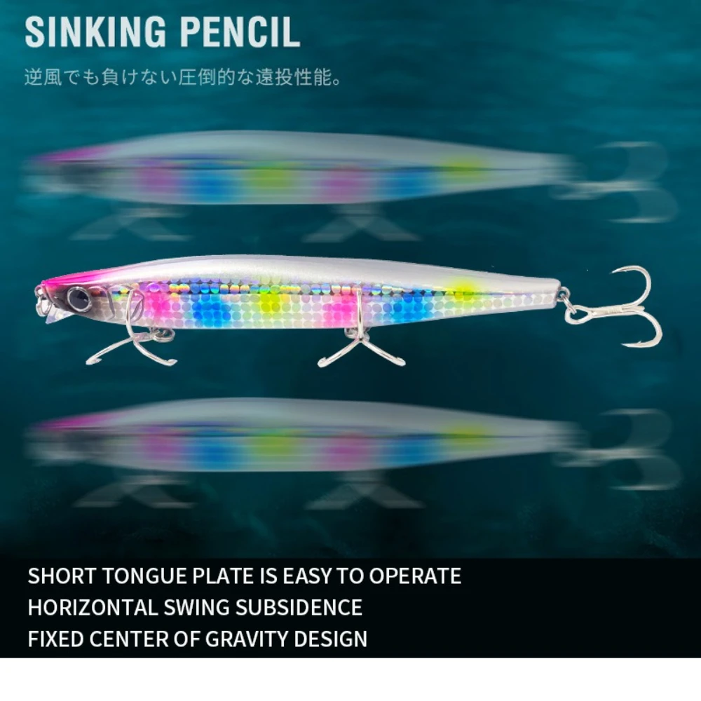 Señuelo de pesca con lápiz de gravedad que se hunde, palo pesado, 120MM, 45G, agua salada, pececillo sin labios, Wobbler, cebo de plástico duro, 1 ud. - imagen 3