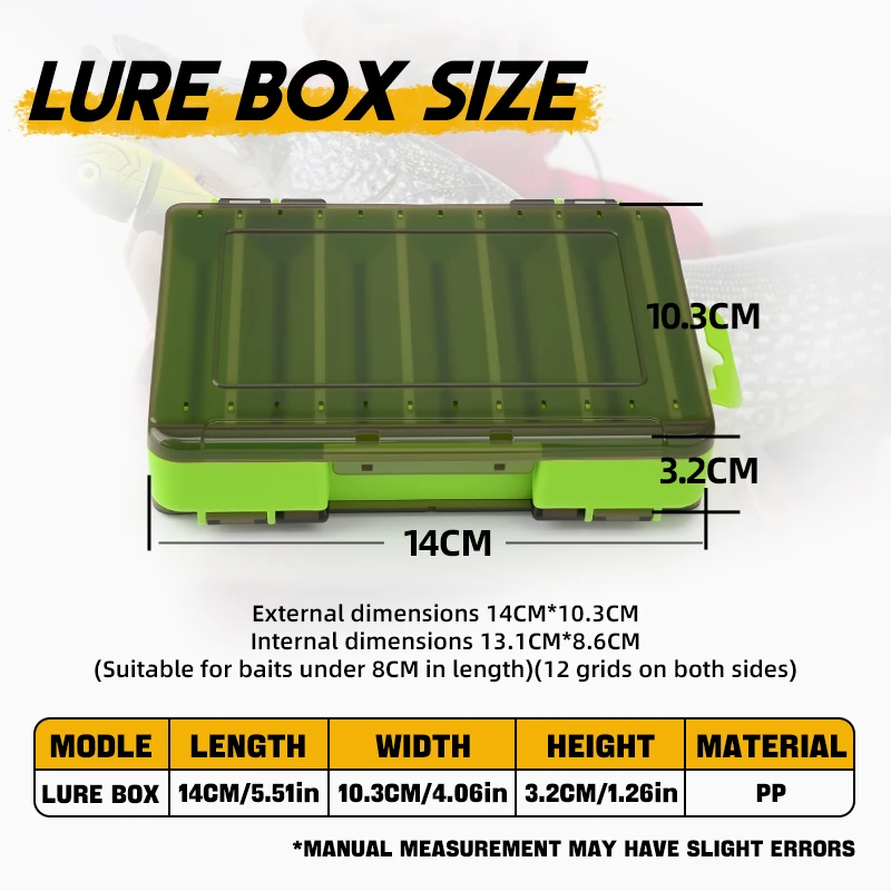 MEREDITH-caja de aparejos de pesca de cara práctica, 12 compartimentos, caja de almacenamiento de anzuelos, accesorios de pesca, estuche de almacenamiento de plástico - imagen 3