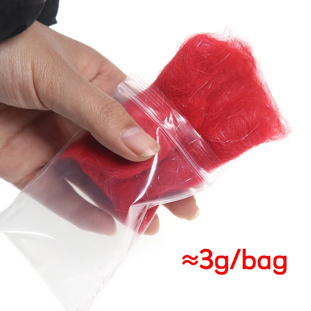 Bimoo, 1 bolsa, 3g, atado de moscas, fibra de pelo de liebre, matériau de doblaje de ala de hielo, pelo de conejo brillante Flash - imagen 5