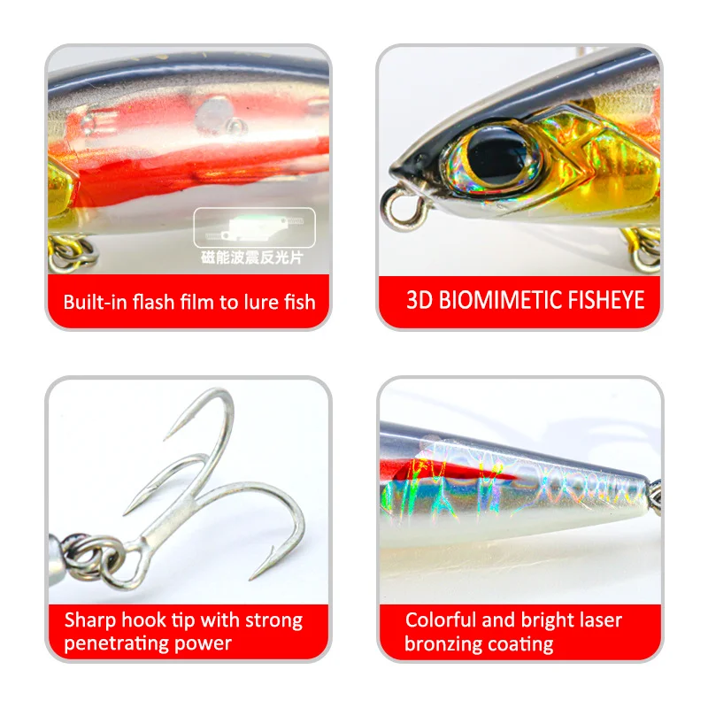 Cebo lápiz hundimiento lento lucio – Jerkbait Wobbler Flash - imagen 3