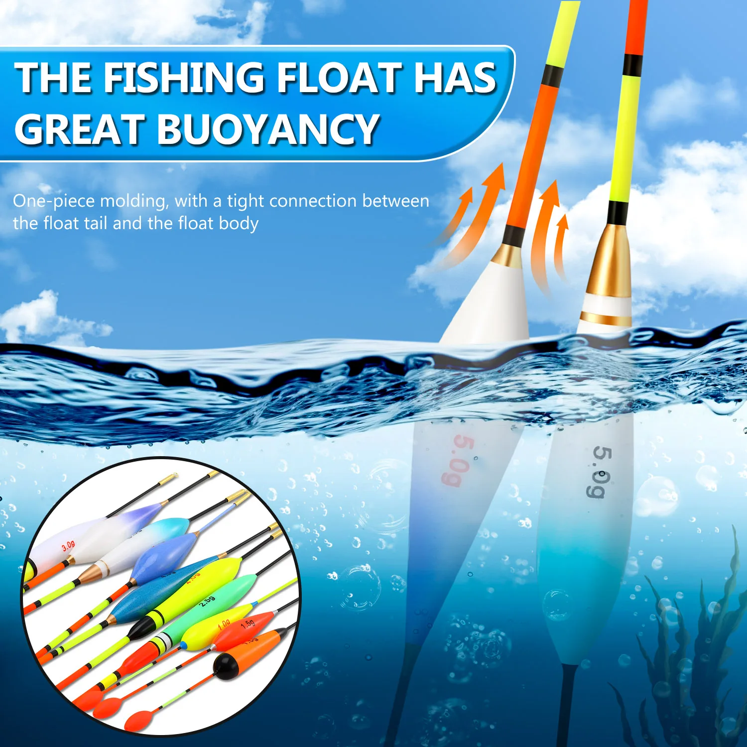 Juego de flotadores de Pesca EVA, 10 unidades, 1,5-5g, flotador de señuelo de profundidad ajustable, 10 colores, aparejos de Pesca de hundimiento rápido - imagen 4