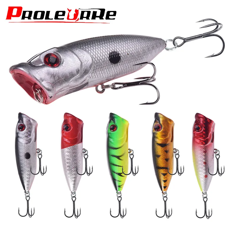 Proleurre-Señuelos de Pesca Popper, 7cm, 10g, Wobblers Topwater, Poper para Lucio, ojos 3D, Crankbaits, Swimbaits, aparejos de Pesca