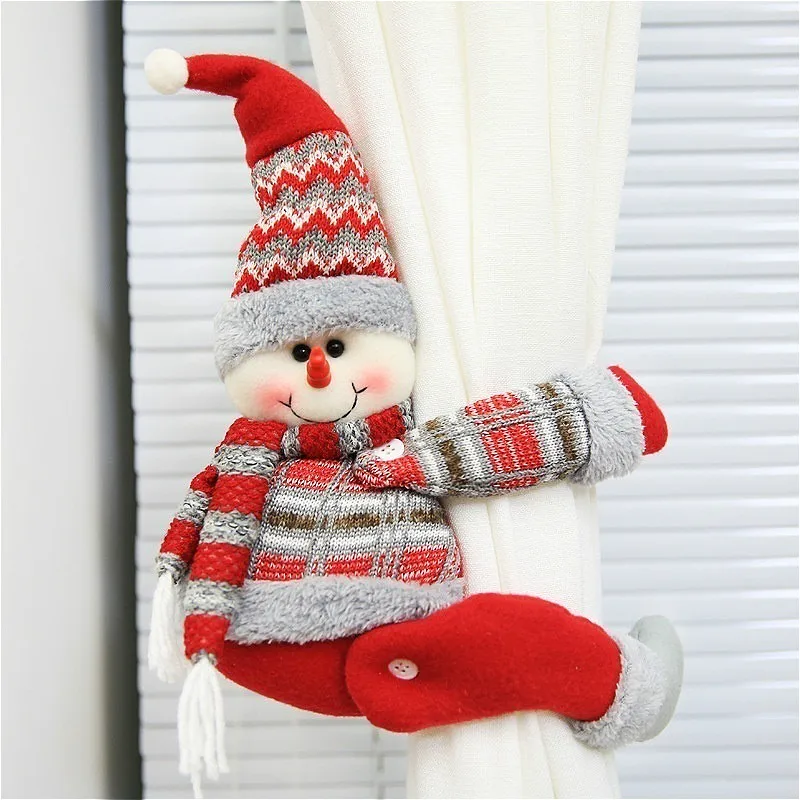 Hebilla de cortina navideña, decoraciones navideñas para el hogar, Papá Noel, Sonwman, adorno para ventana, suministros de decoración, regalos para festivales para niños - imagen 3