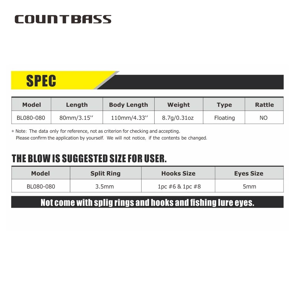 Countbass 10 Uds. Señuelos duros en blanco, pececillo flotante 80mm/3,2 "8,5g/0,3oz, cuerpos de señuelo de pesca sin pintar, enchufe, Wobblers - imagen 3