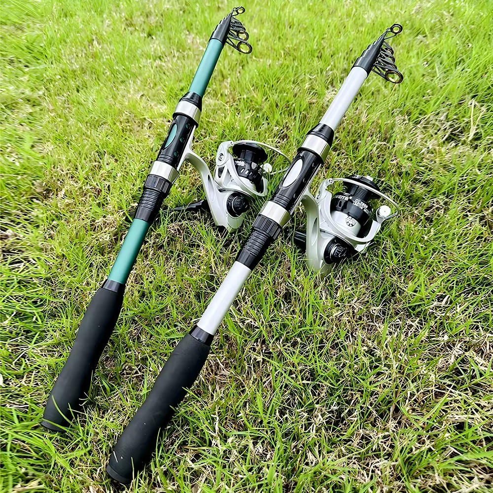 Experimente la emoción de la pesca con nuestras cañas y carretes portátiles livianos
