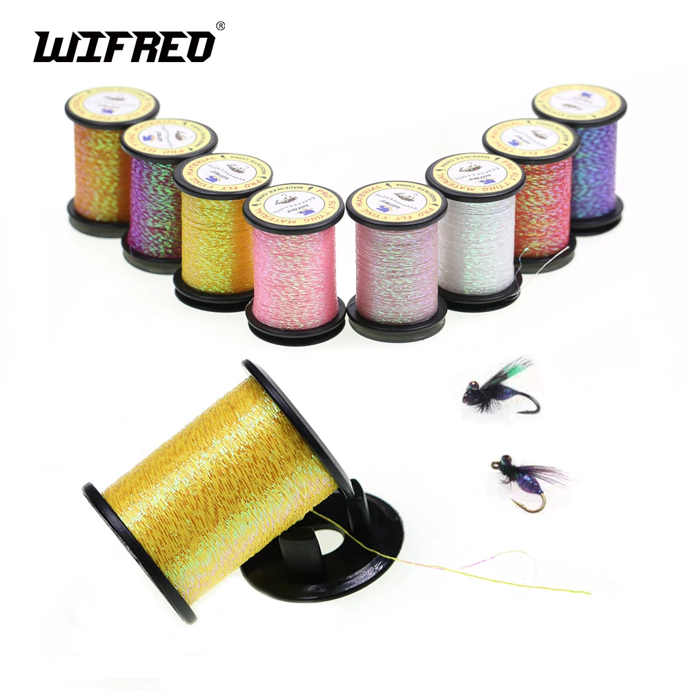 Wifreo 50M/carrete Glint ninfa oropel hilo metálico brillante Material de atado de pesca con mosca para zumbador de ninfa moscas secas 2 piezas/4 piezas - imagen 2