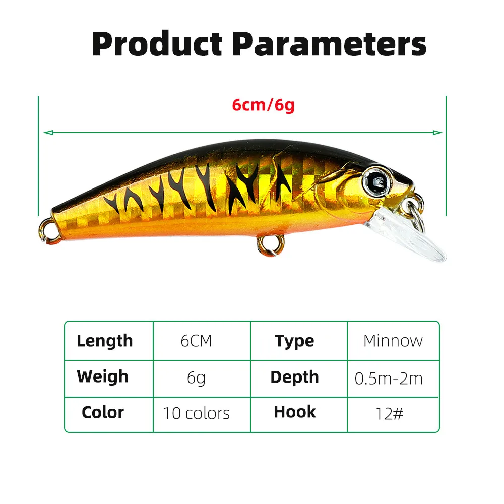 Señuelo de pesca que se hunde Minnow 6,5g/5cm Killer Sebarau Pavo Real ojos 3D cebo láser con 2 anzuelos Trible - imagen 2