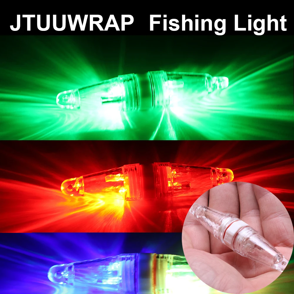 (Sin batería) 10 Uds. Luces LED de pesca subacuáticas, luces de cebo intermitentes en ambos extremos, especificación de pesca nocturna, atrae peces