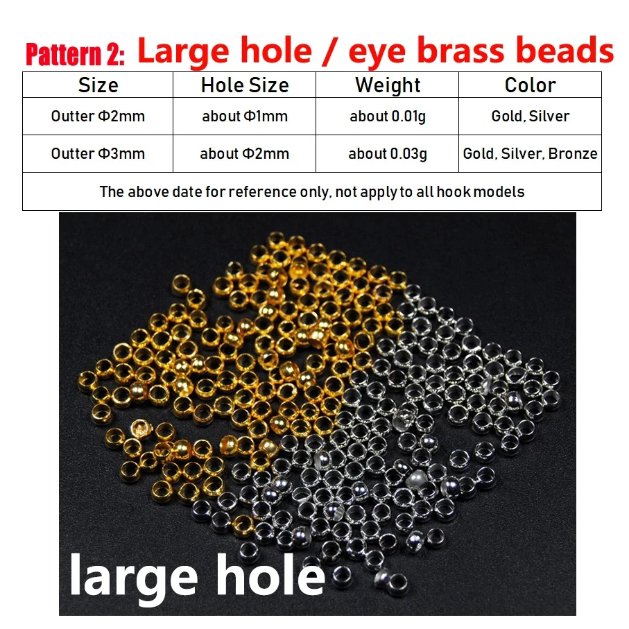 Wifreo 50 Uds. Cuentas de latón para atar moscas, cabeza de cuentas de ninfa, cuentas para atar moscas de 2,4mm, 2,8mm, 3,3mm, 3,8mm, Material de pesca con mosca de China, venta al por mayor - imagen 5