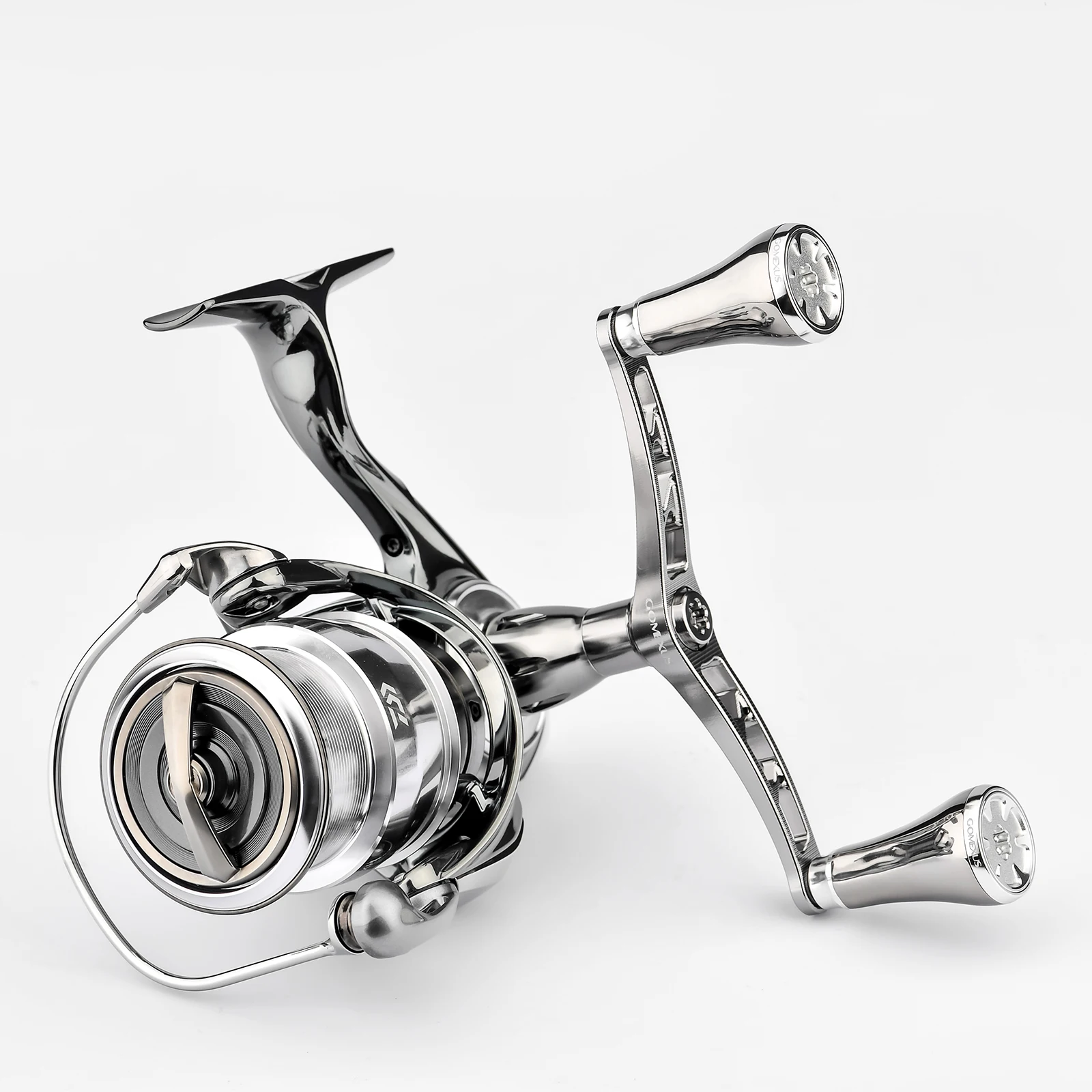 Gomexus-mango doble de Metal Eging para carrete giratorio Daiwa, soporte de carrete con mango de sintonización de 98mm, Exist, certate Morethan, Luvias - imagen 2