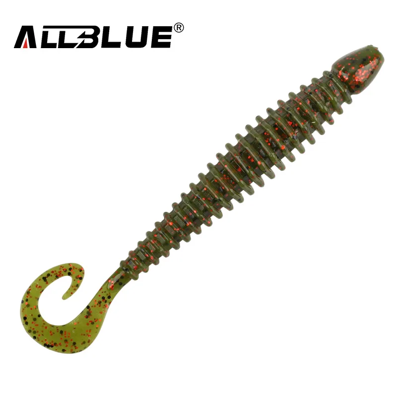 ALLBLUE Saturn 105mm 9g señuelo suave gusano de una sola cola larva 6 unids/lote cebo de plástico Artificial de silicona lubina Swimbait aparejos de Lucio