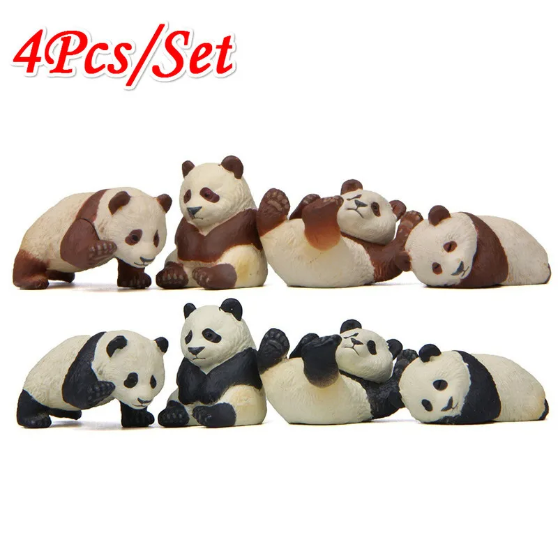 4 unids/set Mini viñetas de animales Panda Micro paisaje estatuilla decoración adorno de resina jardín miniatura - imagen 2