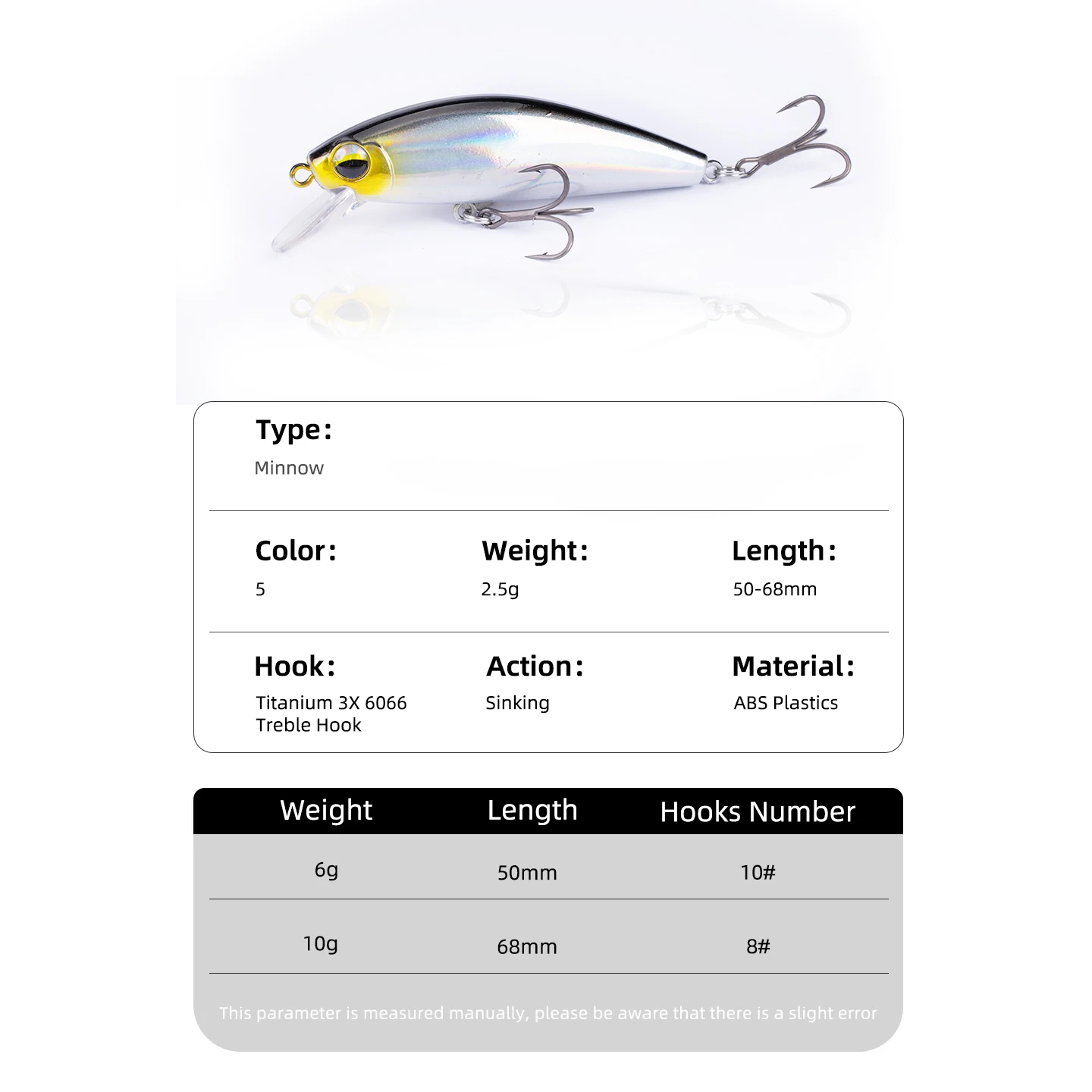 OUTKIT Mini láser duro – Señuelo minnow hundimiento para lubina - imagen 2