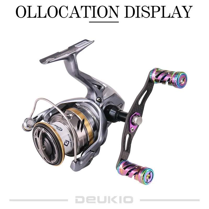 DEUKIO-mango de agarre colorido de Metal para carrete de pesca giratorio, perillas de carrete de pesca, manijas dobles de fibra de carbono, marca S, bricolaje - imagen 4