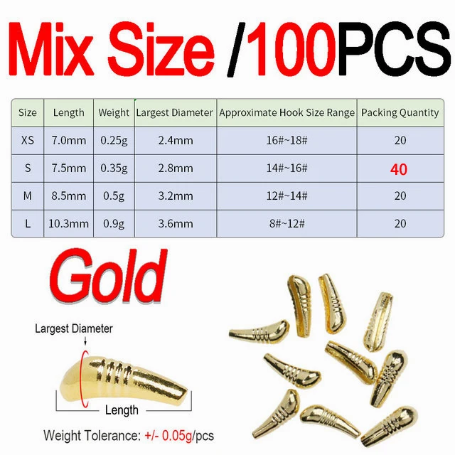 Mix100pcs Gold