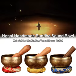 Cuenco con sonido de Buda de Nepal hecho a mano, alivio del estrés, Yoga, sonido de cobre, meditación, canto, juego de cuencos tibetanos