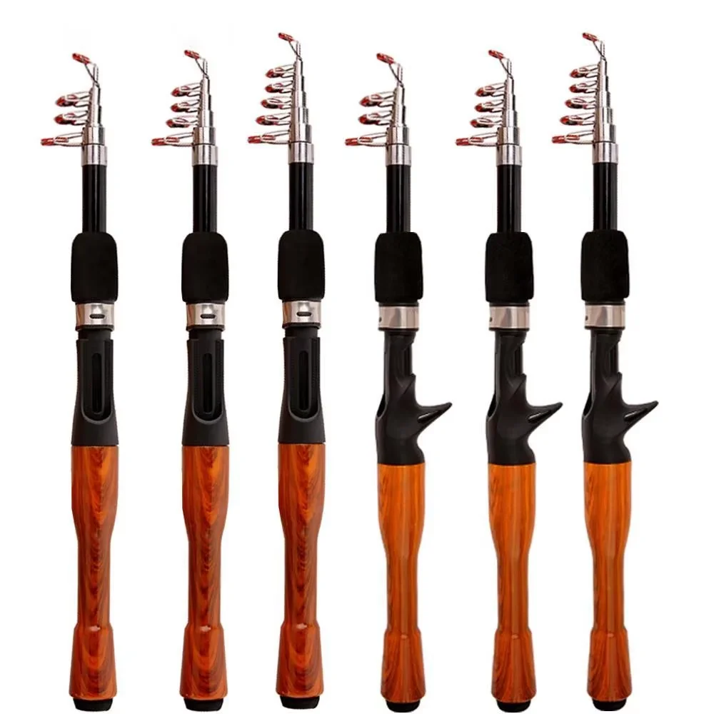 Mini caña de pescar telescópica, caña de pescar de 1,3 m, 1,6 m, 1,8 m, caña de pescar ultraligera de fibra de carbono