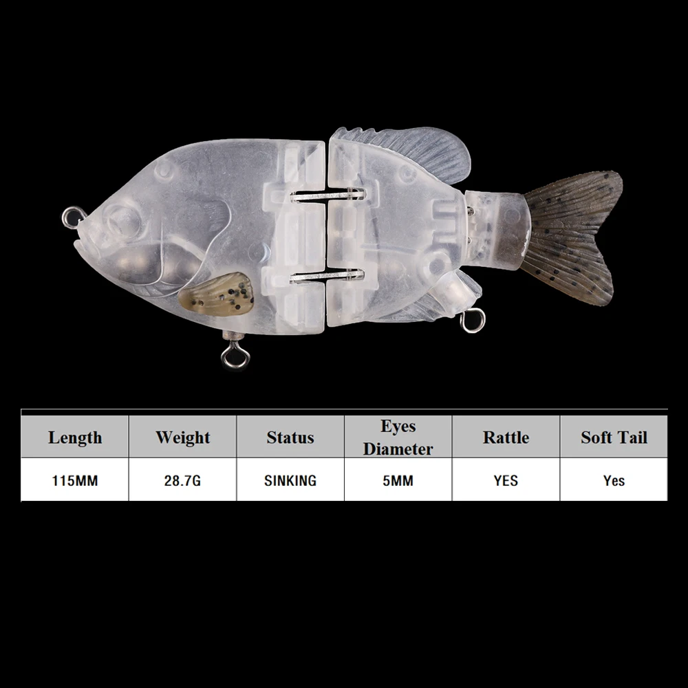 Chan'sHuang 5 uds cebo en blanco sin pintar 11,5 cm 28,7g hundimiento cola suave doblada Swimbait DIY hecho a mano señuelo de pesca Artificial - imagen 2