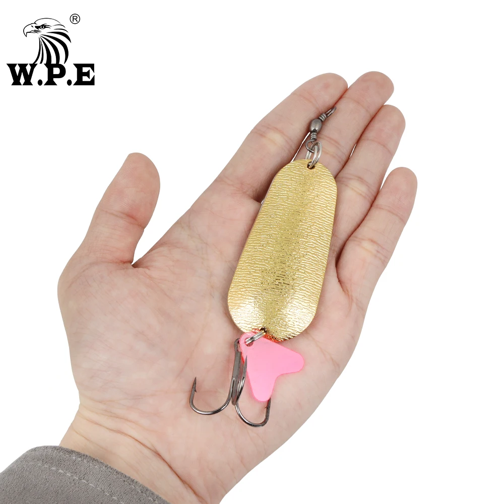 W.P.E-señuelo de pesca Artificial doble, cebo de 8 gramos con conector, gancho de tres anclajes, lentejuelas de Metal para pesca - imagen 5