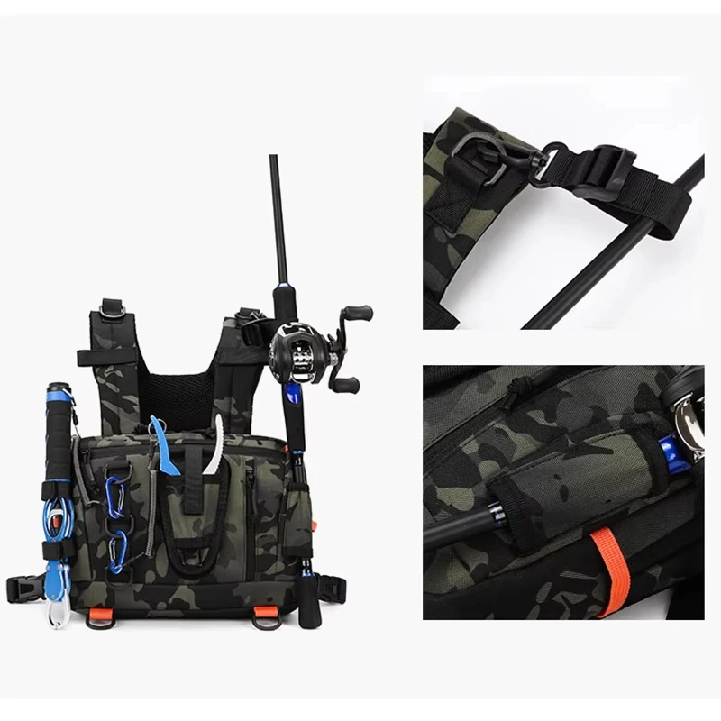 Chaleco de pesca con bolsillos camuflaje para aparejos - imagen 4