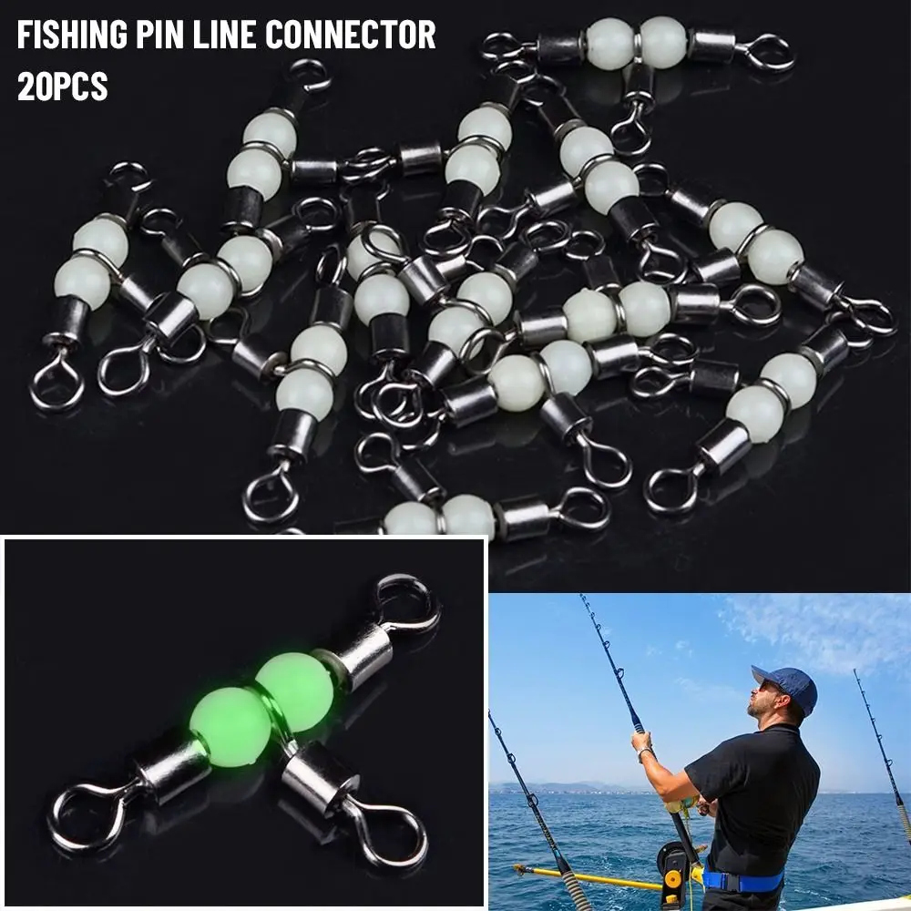 Conector de línea de alfiler de pesca de barril de latón de alta calidad, 20 piezas, anillo de Tridente, rodamiento de 3 vías - imagen 3