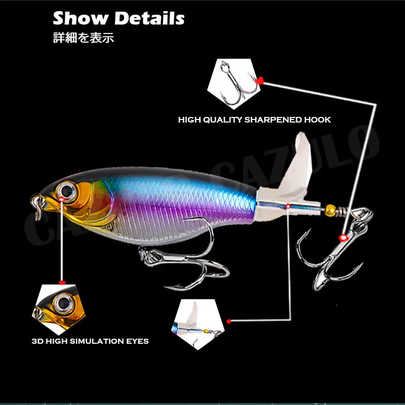 Topwater-señuelo De Pesca Whopper Plopper, 90mm, 6g, flotante, cola giratoria suave, Swimbait, Accesorios De Pesca, Señuelos De bagre, aparejos, 2022 - imagen 4