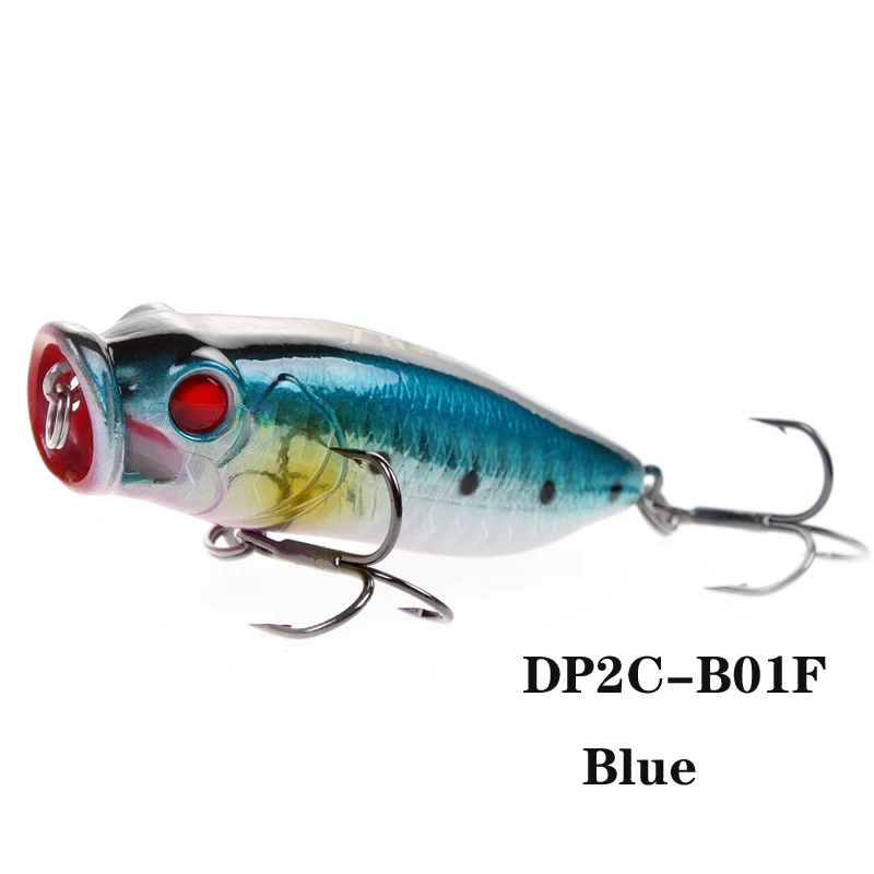 LUTAC Popper-anzuelo de pesca de alta calidad, señuelo duro de ojo de pez 3D, 65mm, 10g, 6 colores
