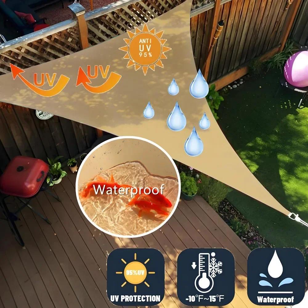 Toldo triangular para sombra de sol, bloque UV, vela parasol, protector solar para Patio exterior, jardín, patio trasero, toldo, protector solar con cuerda gratis - imagen 4