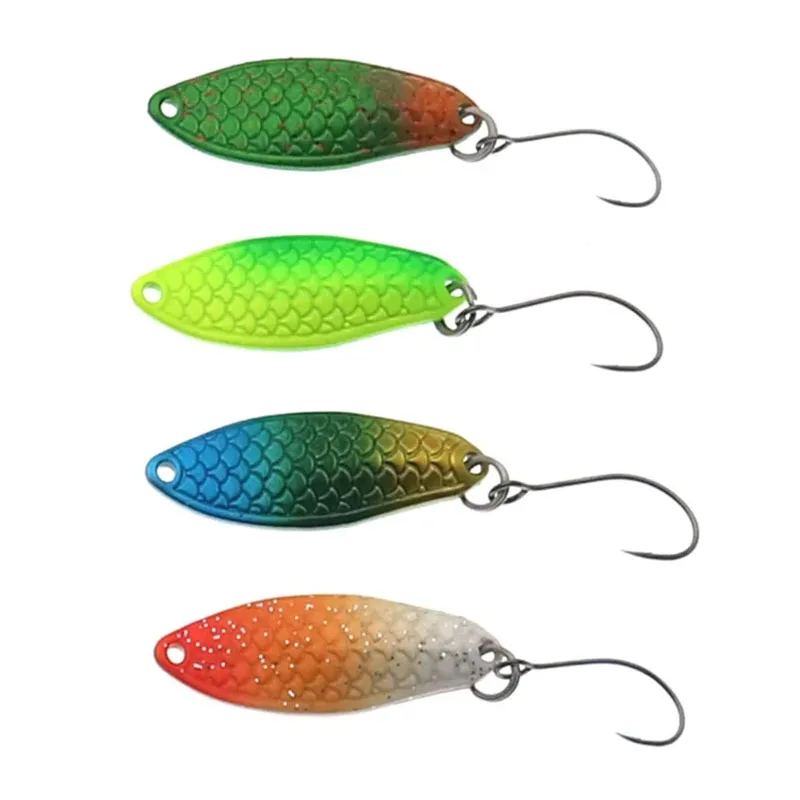 Señuelos tipo cuchara para pescar, 2,5g, 30mm, cucharas para trucha, ganchos individuales, Metal de cobre, latón, señuelos duros, perca para trucha - imagen 2