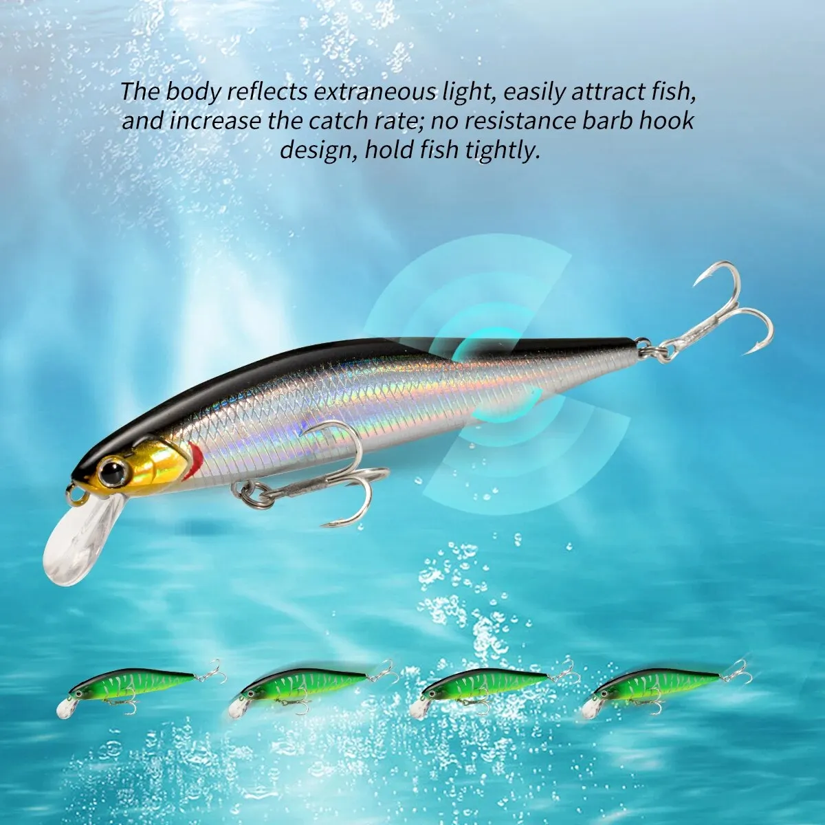 Señuelos de pesca de pececillo de hundimiento lento, 10cm, 14g, 6 unids/lote, con sistema de fundición larga con anzuelos de pesca de alta calidad para trucha y Lucio - imagen 3