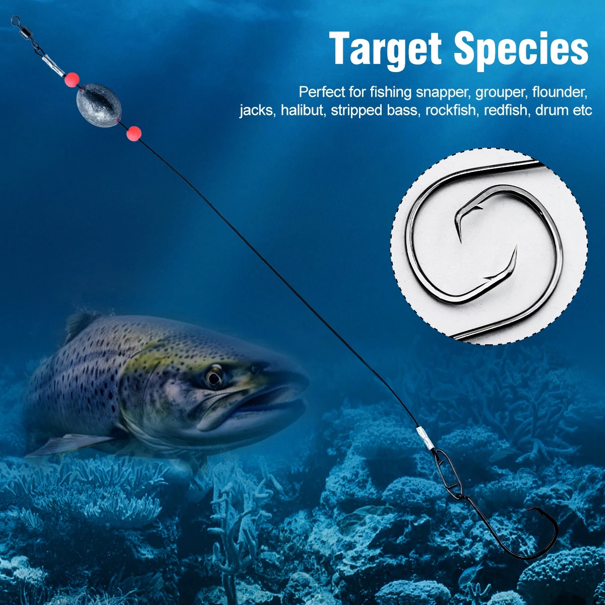 ZYZ, 2 uds., aparejo de pesca de Carolina, aparejos de ingle de agua salada, aparejo de tambor, aparejos de pesca de Surf con anzuelos circulares de plomo de huevo de 28g, aparejos listos - imagen 2