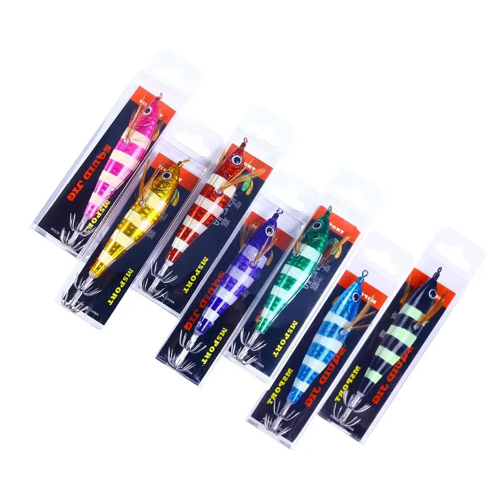 Plantillas luminosas de calamar, anzuelo de calamar de pulpo, camarón de madera, sepia, señuelo de pesca, anzuelo de paracaídas doble, equipo de cebo de fundición, 105mm, 9,5g - imagen 4