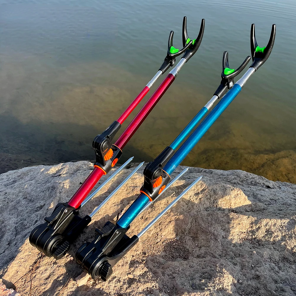 Soporte de caña de pescar en tierra multiángulo, Material de acero inoxidable, súper firme, plegable, telescópico de doble uso, 1,7 M, 2,1 M, 2,4 M - imagen 5