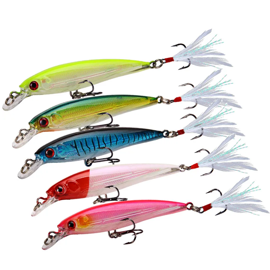 Señuelos de Pesca de pececillos flotantes, cebos duros, Wobbler, cebo Artificial, Crankbaits, carpa, aparejos de pesca de lubina a rayas, Swimbait, 5 unids/lote por caja - imagen 4