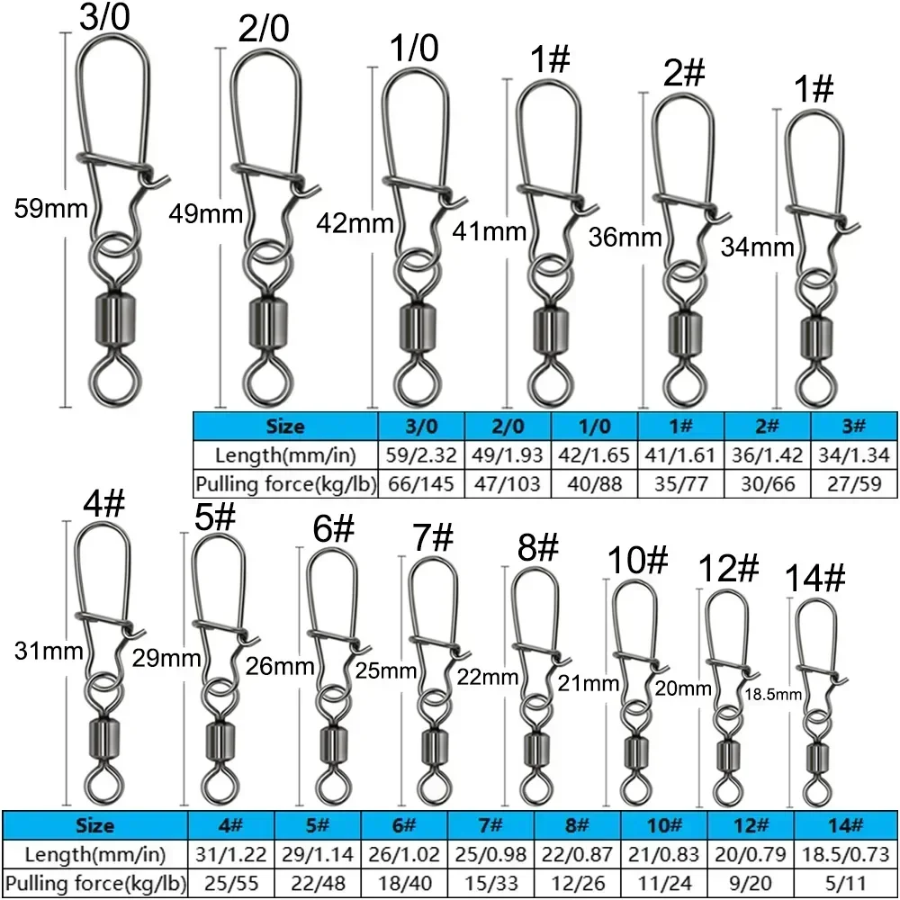 50 unids/caja conector giratorio Pin anillo rodante caja de aparejos de Pesca hebilla gancho señuelo Kit alambre rodamiento giratorio equipo de herramientas de Pesca - imagen 3