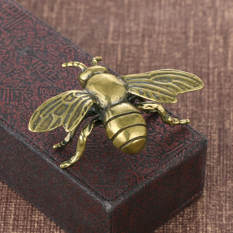Figuras de insectos y abejas de latón macizo, miniaturas de té para mascotas, colección de manualidades de escarabajo divertido, adornos pequeños de escritorio, decoraciones para el hogar - imagen 2