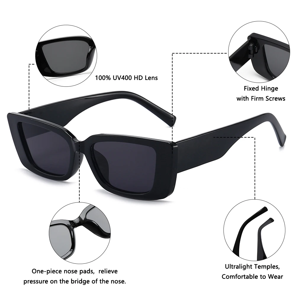 Color caramelo marco cuadrado estrecho protección UV 400 gafas de sol de moda gafas de sol rectangulares gafas de conducción - imagen 2