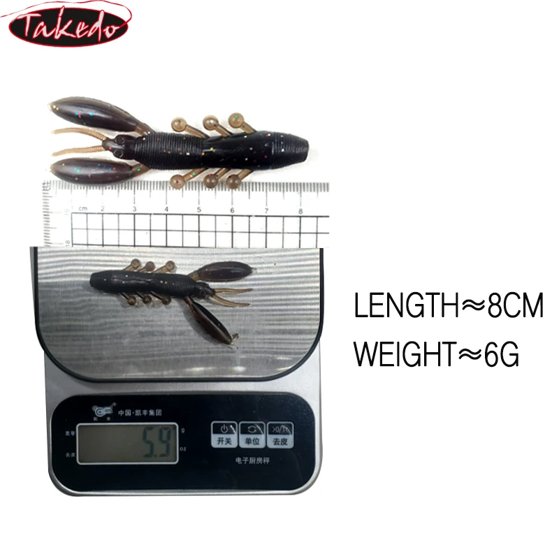 TAKEDO 8CM 6G señuelos blandos de goma cebo suave flotante langosta Craw camarones cebo de pesca multiarticulado Swimbait todo para Fishi - imagen 3