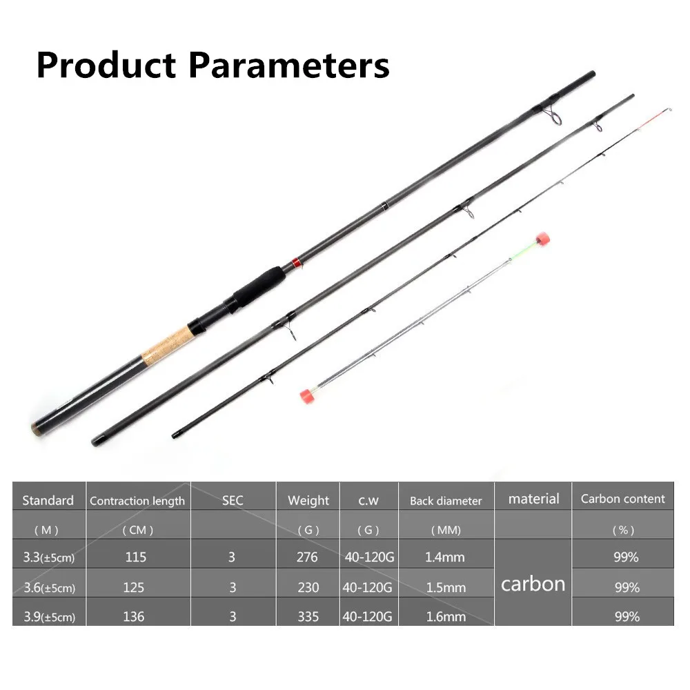 Caña Feeder Carbono 3 tramos – Puntas intercambiables para mar y lance - imagen 3