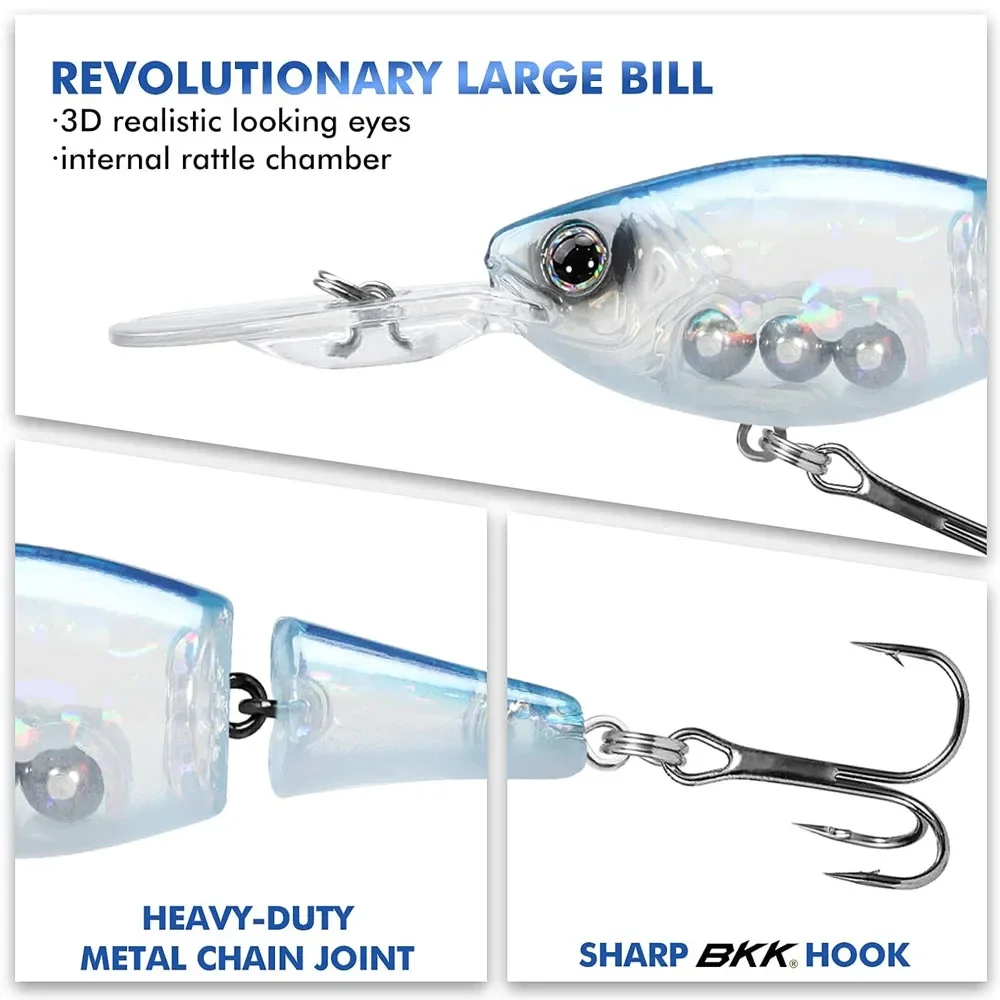 3 piezas 70mm 50mm profesional articulado Swimbait Hover hundimiento Minnow señuelo de pesca Jerkbait cebos duros artificiales para Lucio perca - imagen 3