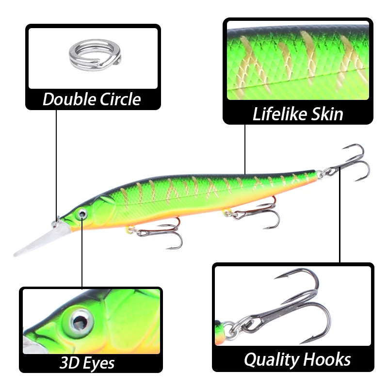 10 Uds. Señuelos de pesca flotantes Minnow Wobblers cebo duro Artificial con Triple gancho para lubina Crankbait - imagen 3